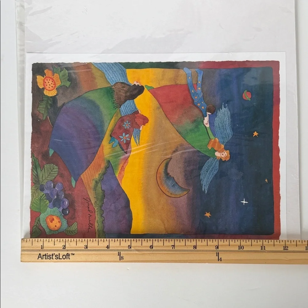 NEW Jessel Miller Watercolor Painting Angel Ease from Angels in the Vineyards - Picture 9 of 10